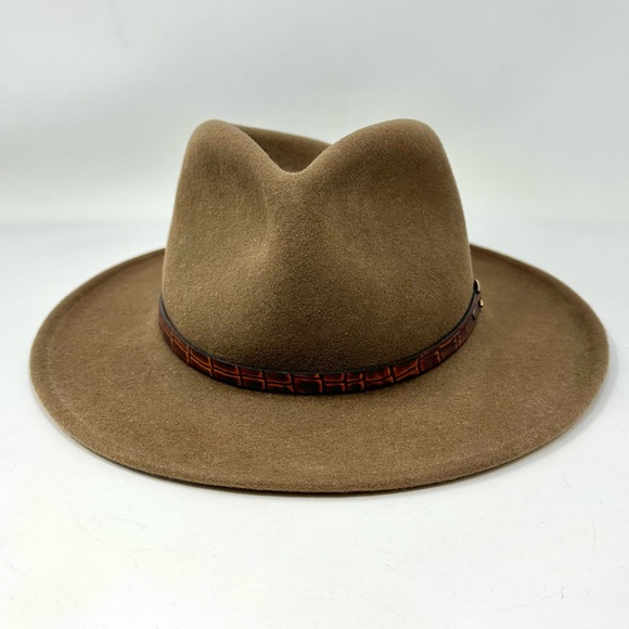 Lite Felt Wool Hat Size Medium USA Brown Tan Western Christy Coastal Cowgirl - Picture 6 of 13